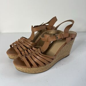 Liz Claiborne Women's Wedge Sandals LC Kila Cognac Size 10